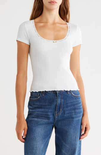Abound Sweet Pointelle Scoop Neck Top