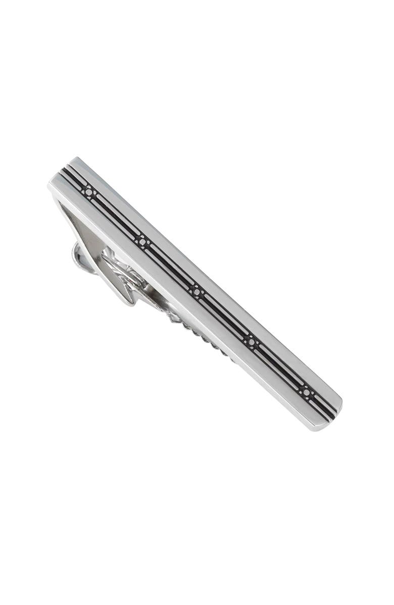 Link Up Black Square Pattern Center Tie Bar Cufflinks And Stud Sets, Main, color, Black