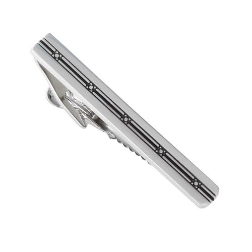 Link Up Black Square Pattern Center Tie Bar Cufflinks And Stud Sets In Metallic
