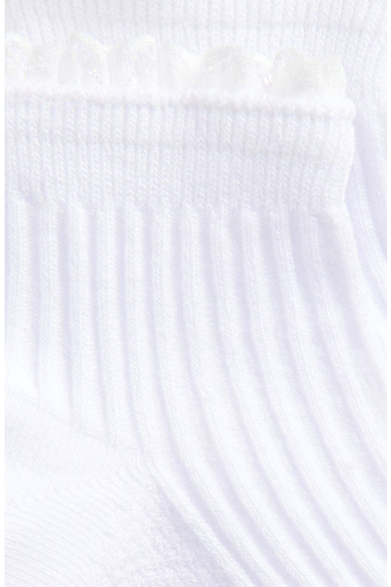 Lace Trim Cotton Blend Rib Quarter Socks, Alternate, color, WHITE