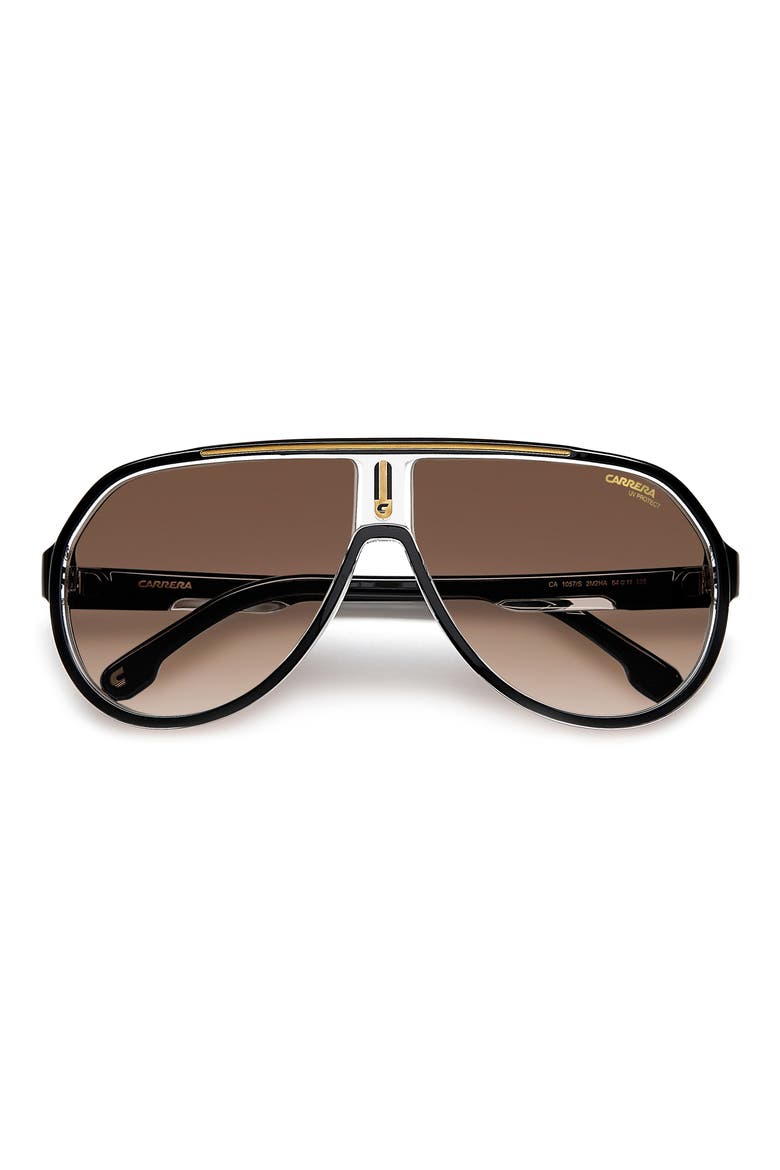 64mm Oversize Gradient Aviator Sunglasses, Alternate, color, BLACK GOLD/ BROWN
