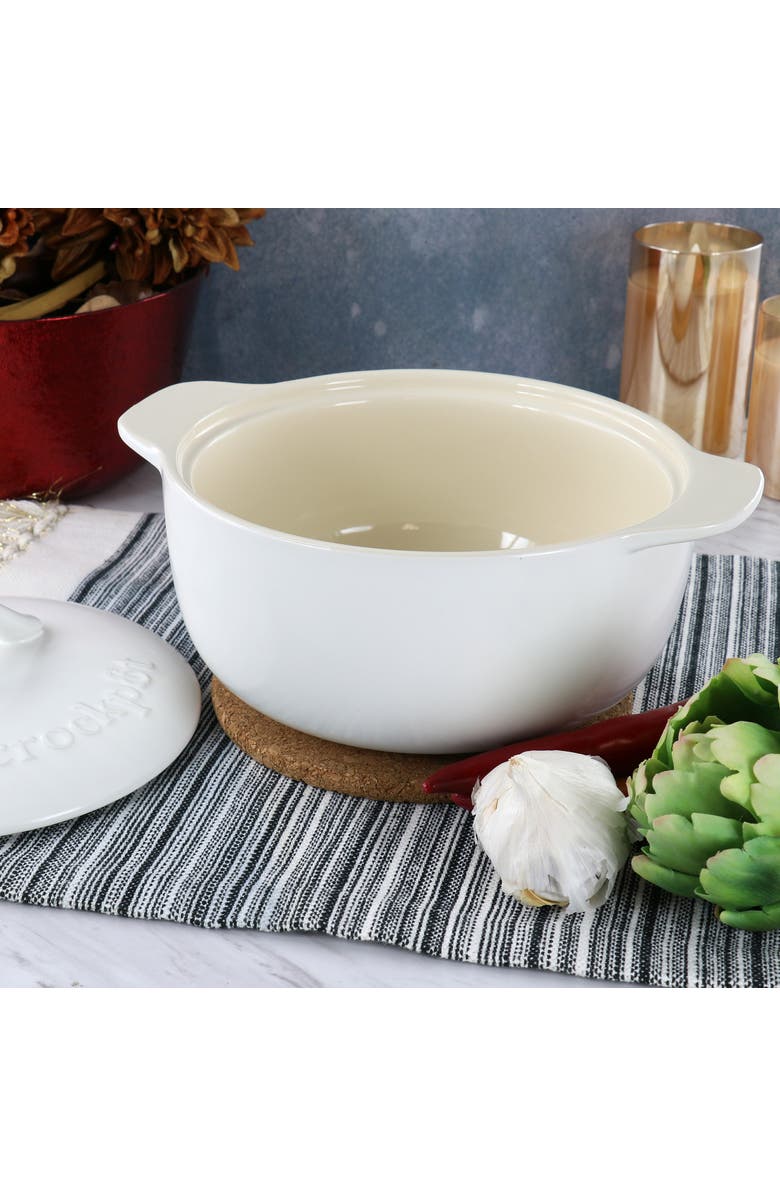 Crock-pot 2.3 Quart Round Stoneware Casserole with Lid, Alternate, color, White
