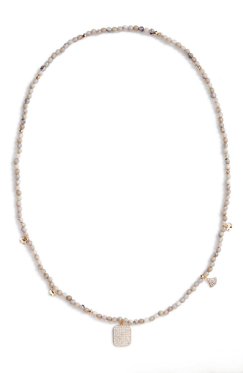 Nordstrom Semi Precious Stone Beaded Station Necklace, Main, color, 