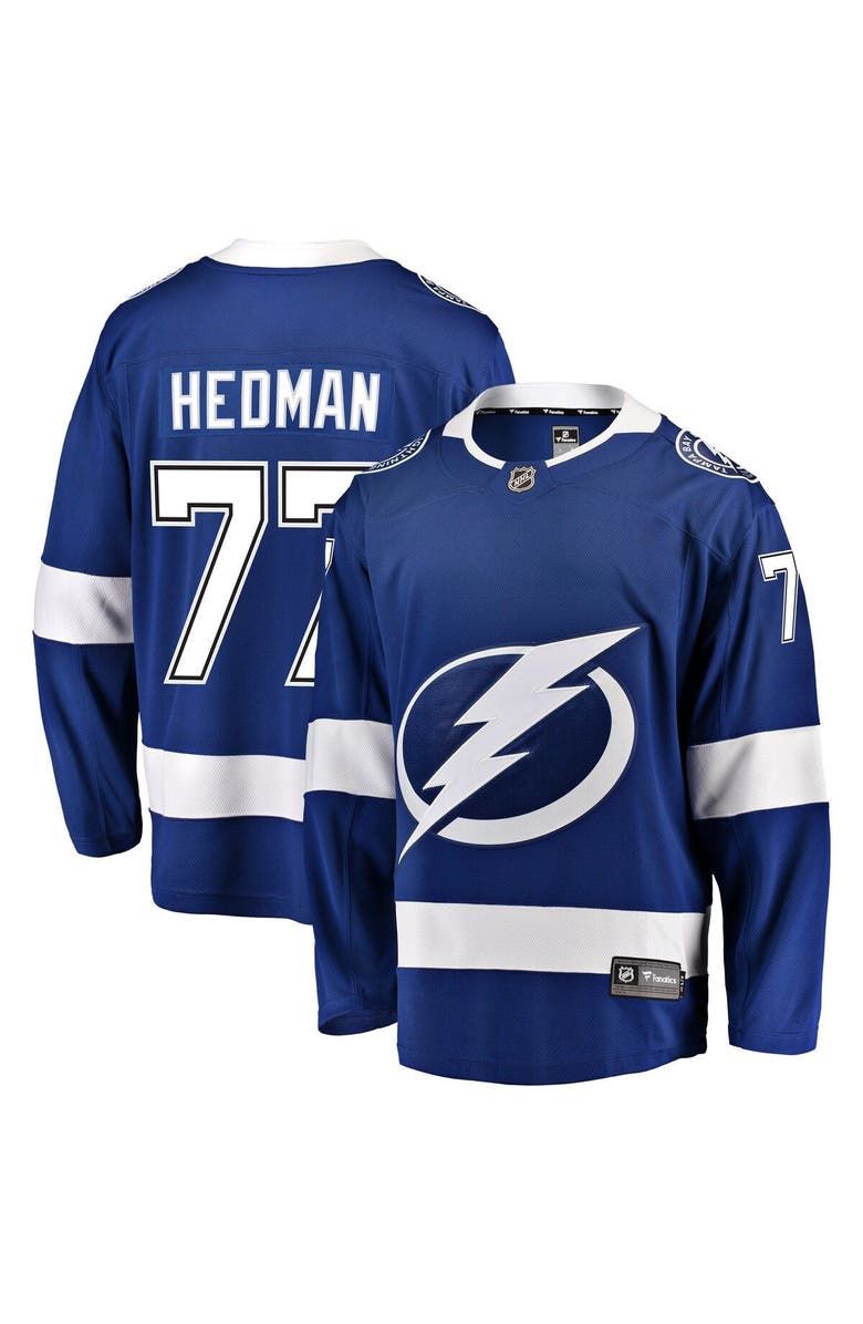 FANATICS Men's Fanatics Branded Victor Hedman Blue Tampa Bay Lightning Home Premier Breakaway Player Jersey, Alternate, color, 