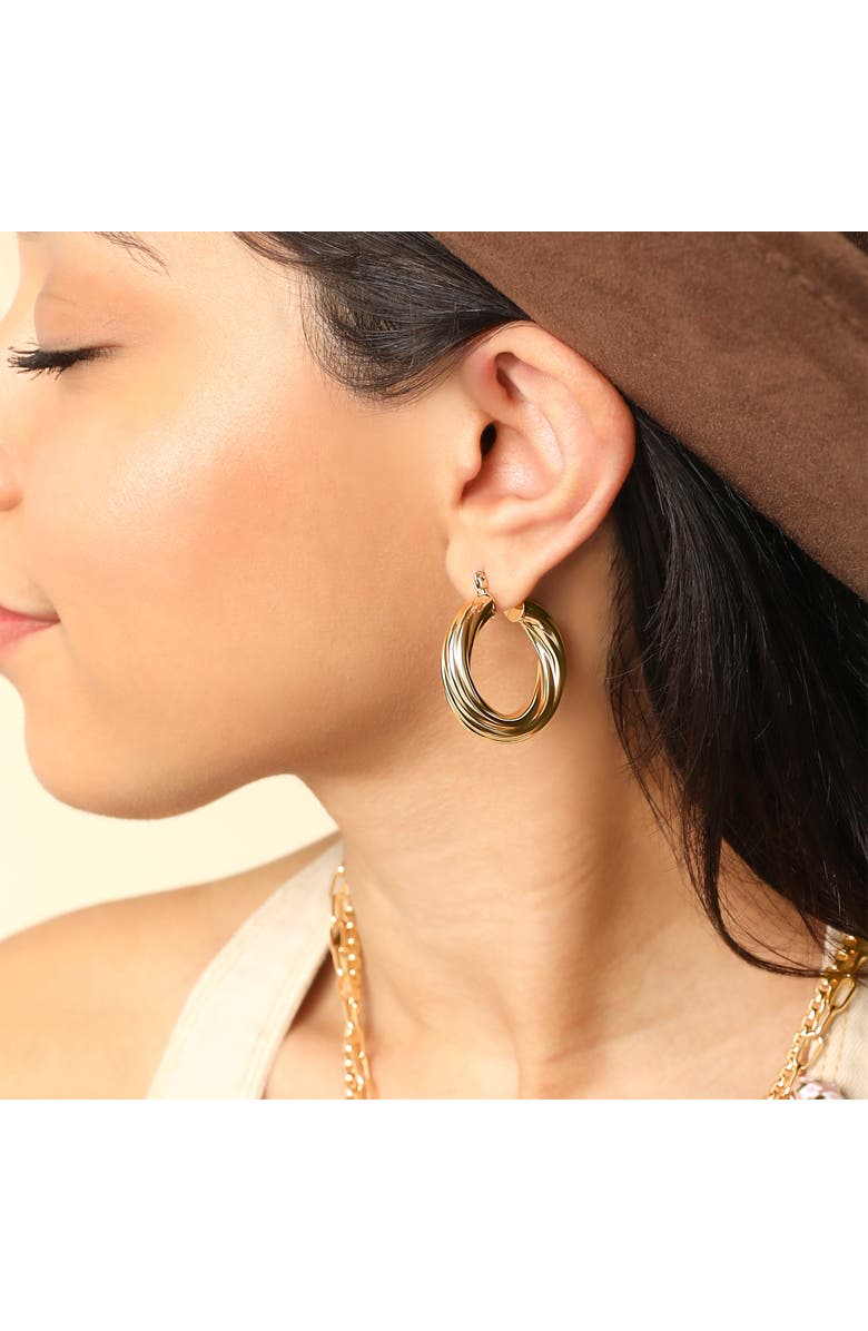 Jessica Simpson Women's Thick Twisted Hoop Earrings, Gold-Tone Small Hoop Earrings, Alternate, color, 