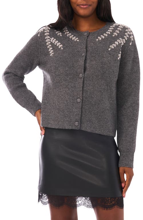 Vince Camuto Crystal Detail Cardigan In Gray