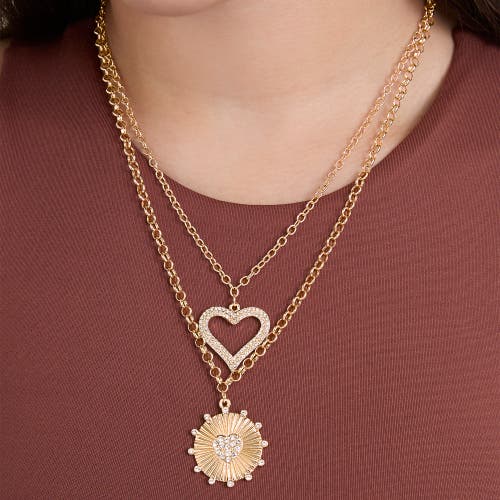 Jessica Simpson 2-piece Heart Layered Necklace Set In Gold