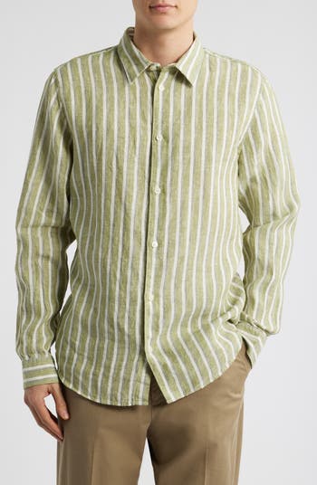NN07 Enzo 5728 Stripe Linen Button-Up Shirt | Nordstromrack