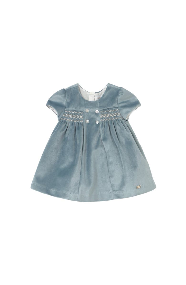 Mayoral Velvet Smocked Dress with Buttons, Main, color, Blue