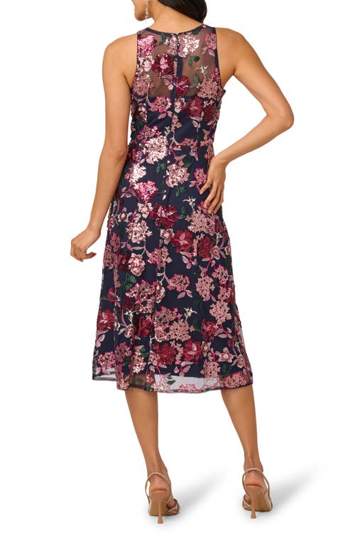 Adrianna Papell Sequin Embellished Fit & Flare Cocktail Dress In Pink