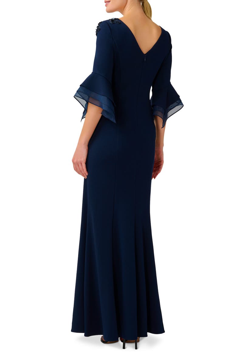 Adrianna Papell Embellished Crepe Column Gown, Alternate, color, 