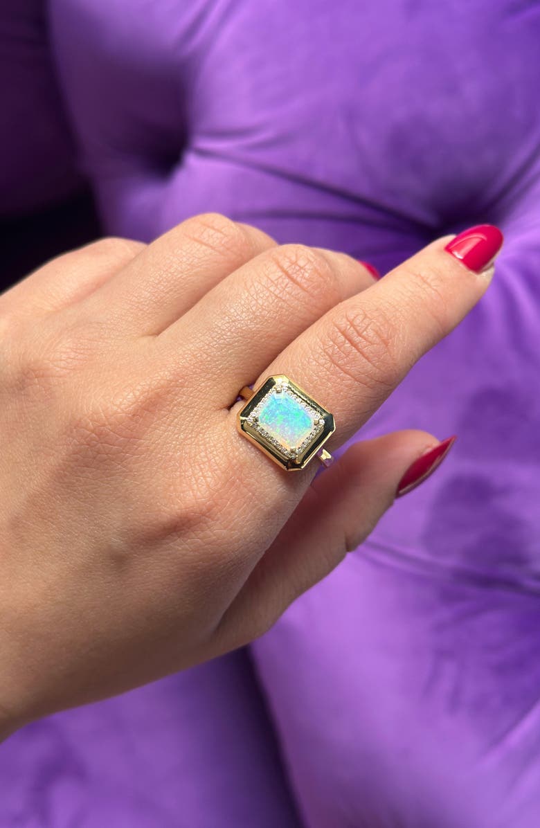 GOSHWARA Emerald Cut Ring, Alternate, color, White Opaque