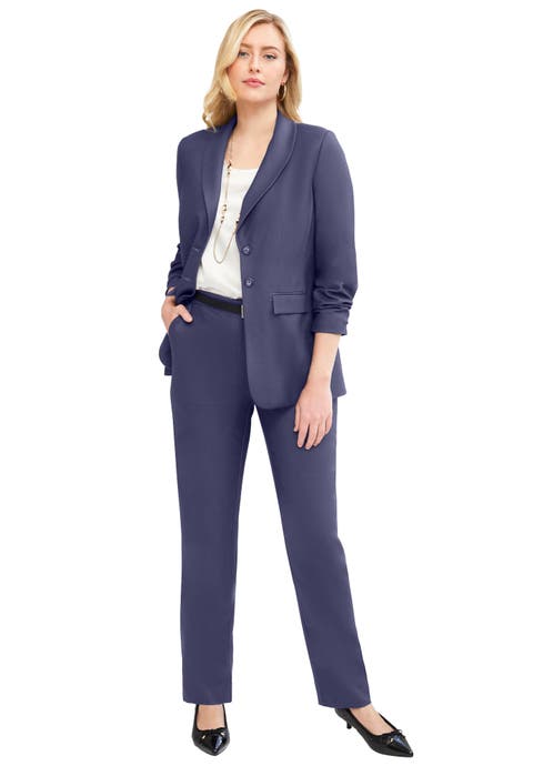 2-Piece Stretch Crepe Single-Breasted Pantsuit (Plus Available)
