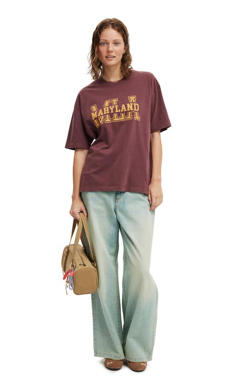 Cotton On The Premium Boxy Graphic Tee In Maryland Cherry Varnish