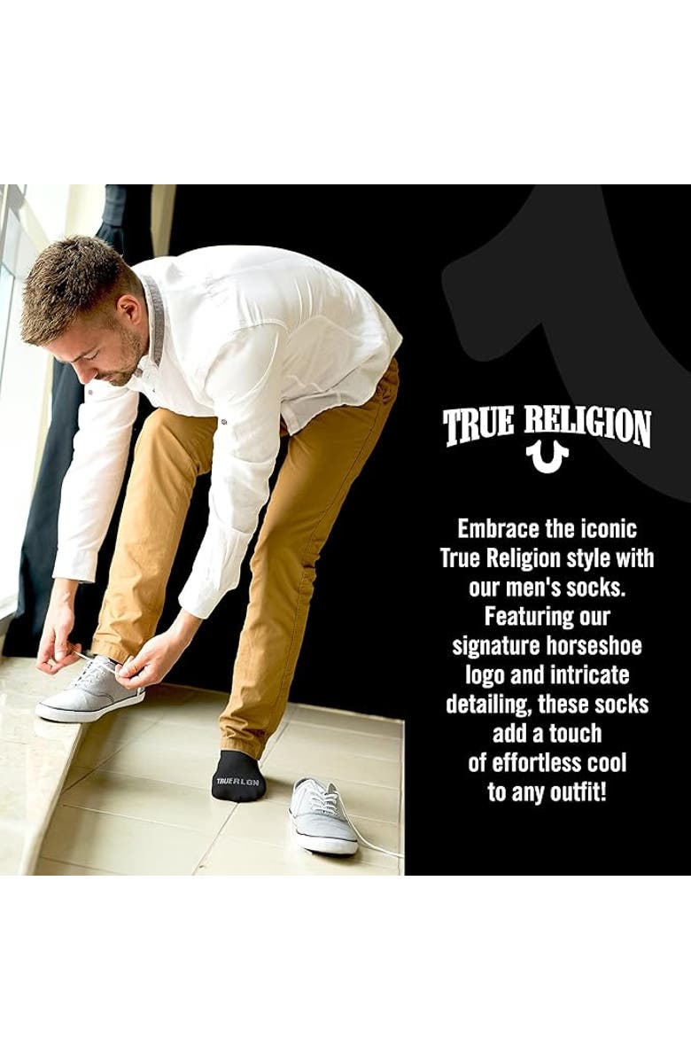 True Religion 12 Pairs Premium Athletic No Show Socks, Alternate, color, Black