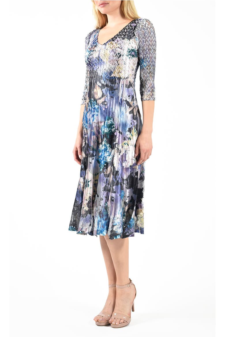 Charmuese Dress with Lace Sleeve, Alternate, color, Flocked Velvet