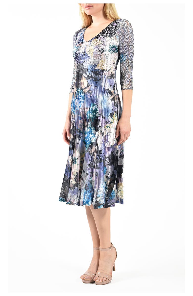 Komarov Charmuese Dress with Lace Sleeve, Alternate, color, Flocked Velvet