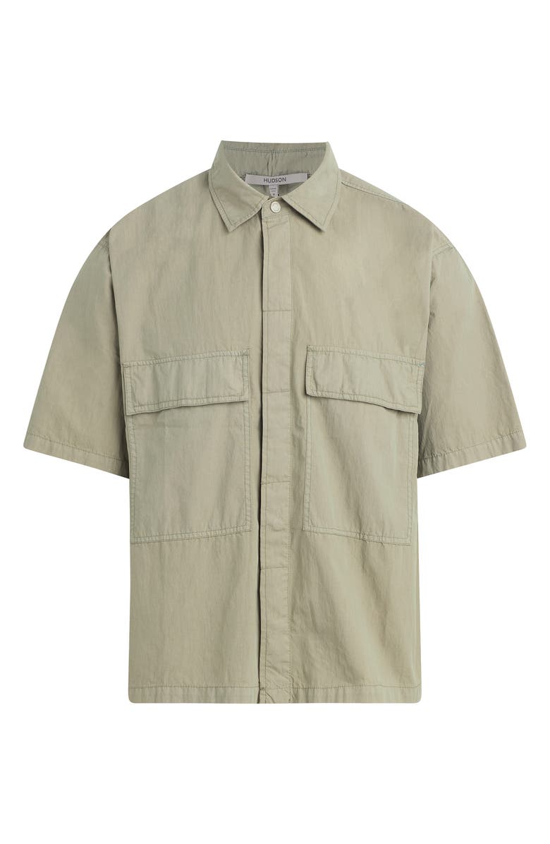 Hudson Jeans Utility Oversize Short Sleeve Cotton & Nylon Snap-Up Shirt, Alternate, color, Laurel
