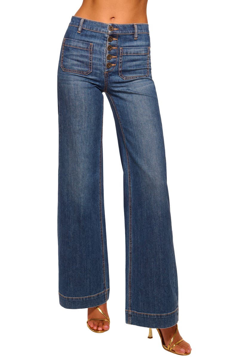 Ramy Brook Cindy Exposed-Button Fly Wide Leg Jeans, Main, color, 