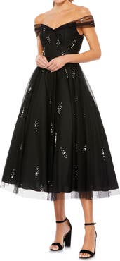 Mac Duggal Women's Off The Shoulder Embellished Tulle Cocktail Dress