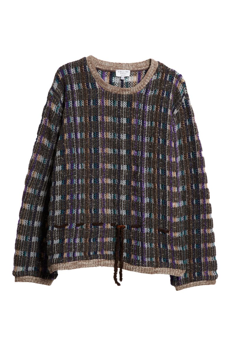 x Vitelli Plaid Crewneck Sweater, Alternate, color, VITELLI BROWN PLAID