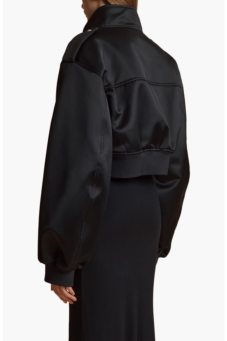 Kember Satin Crop Jacket, Alternate, color, BLACK