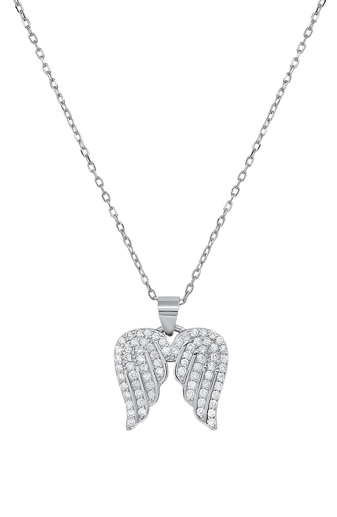 Queen Jewels Sterling Silver CZ Angel Wings Necklace