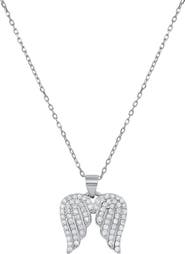 Queen Jewels Sterling Silver CZ Angel Wings Necklace