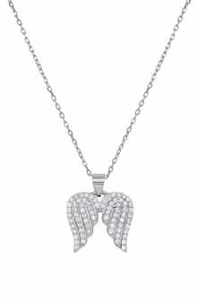 Queen Jewels Sterling Silver CZ Angel Wings Necklace