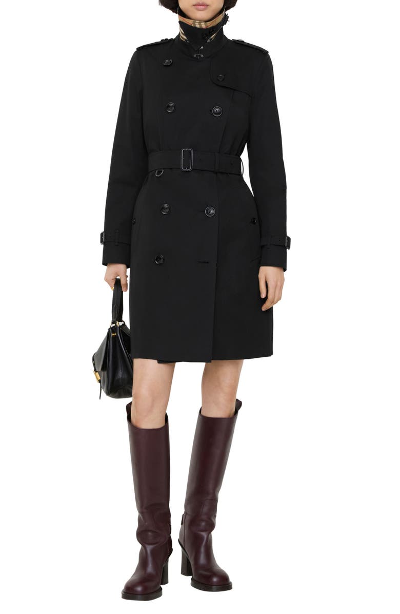 Burberry Chelsea Heritage Cotton Trench Coat, Alternate, color, Black