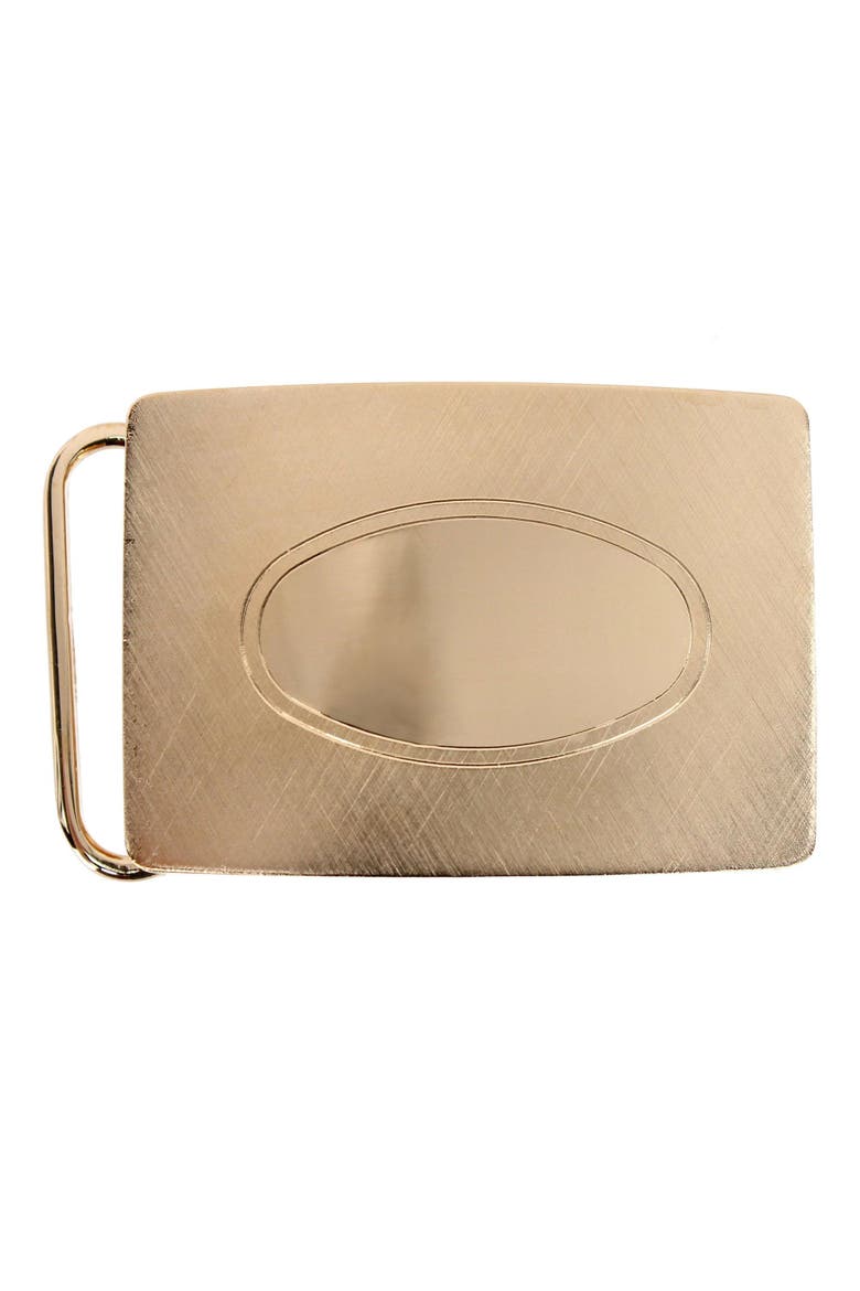 30mm Oval Signet Brass Based Compression Belt Buckle, Main, color, Gold
