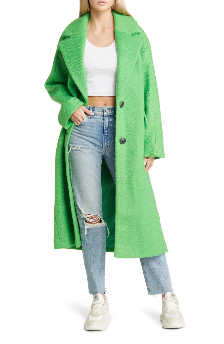 Topshop Long Brushed Coat, Main, color,