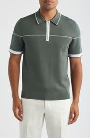 Reiss Bradford Tipped Half Zip Polo Sweater