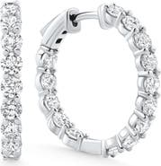 Bliss Diamond 3Ct Diamond Lab Grown Inside Outside Hoops 14k Gold Eearrings 1" Tall