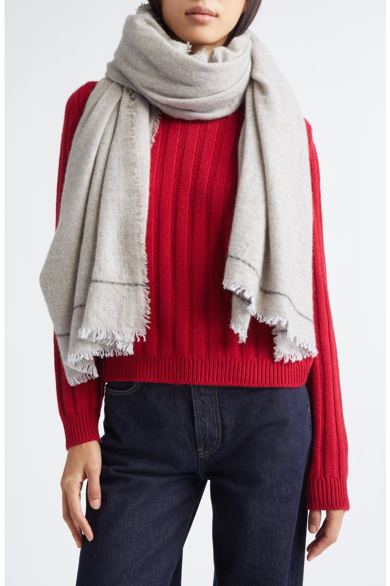 Usan Cashmere Fringe Scarf, Main, color, RU7719 NATURAL