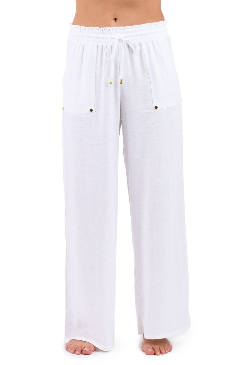 Beach Cover-Up Pants, Main, color, WHITE