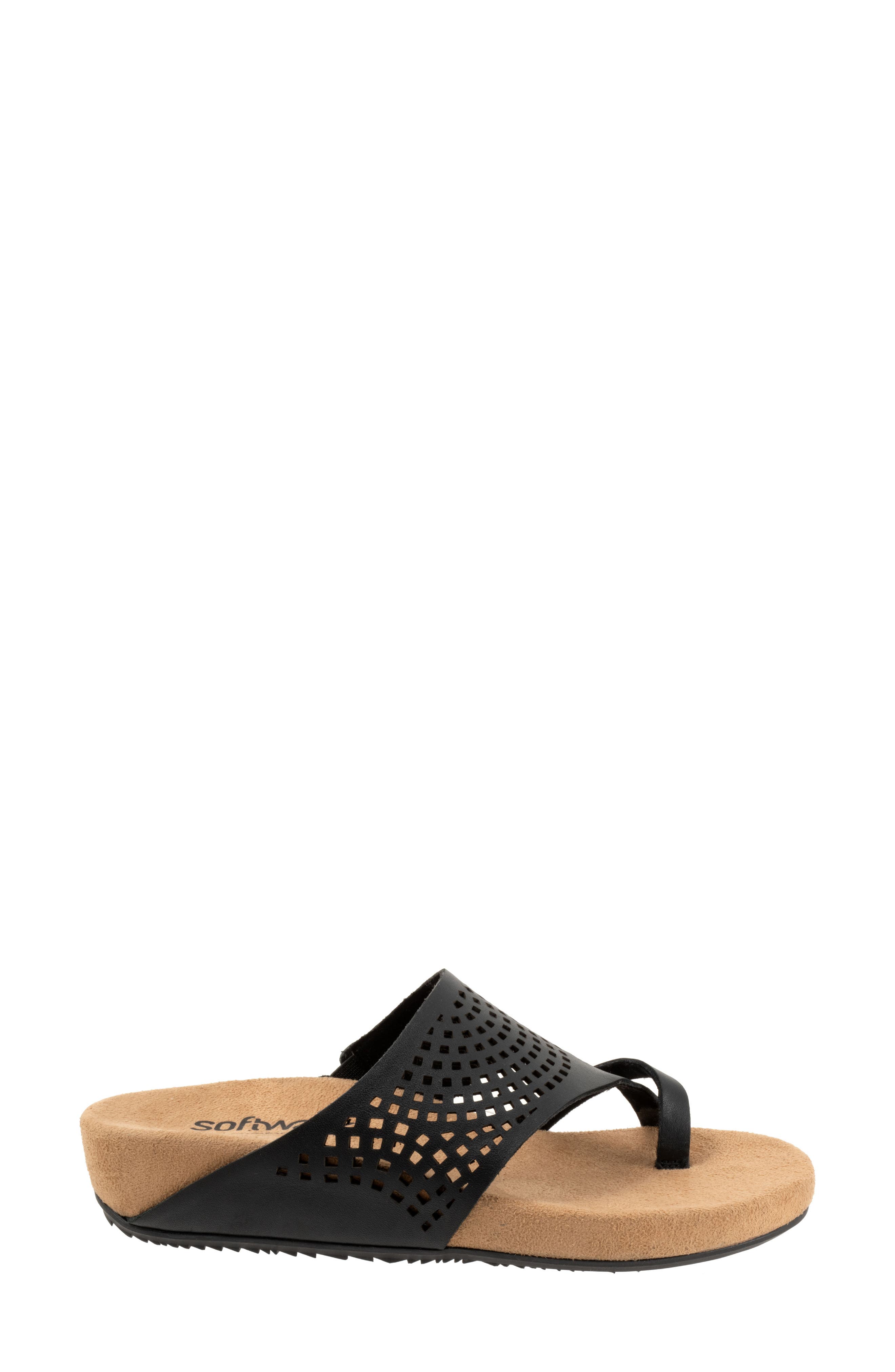 SoftWalk<sup>®</sup> Blaine Perf Platform Wedge Slide Sandal, Alternate, color, Black