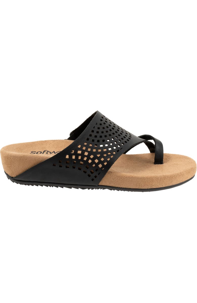 SoftWalk<sup>®</sup> Blaine Perf Platform Wedge Slide Sandal, Alternate, color, Black