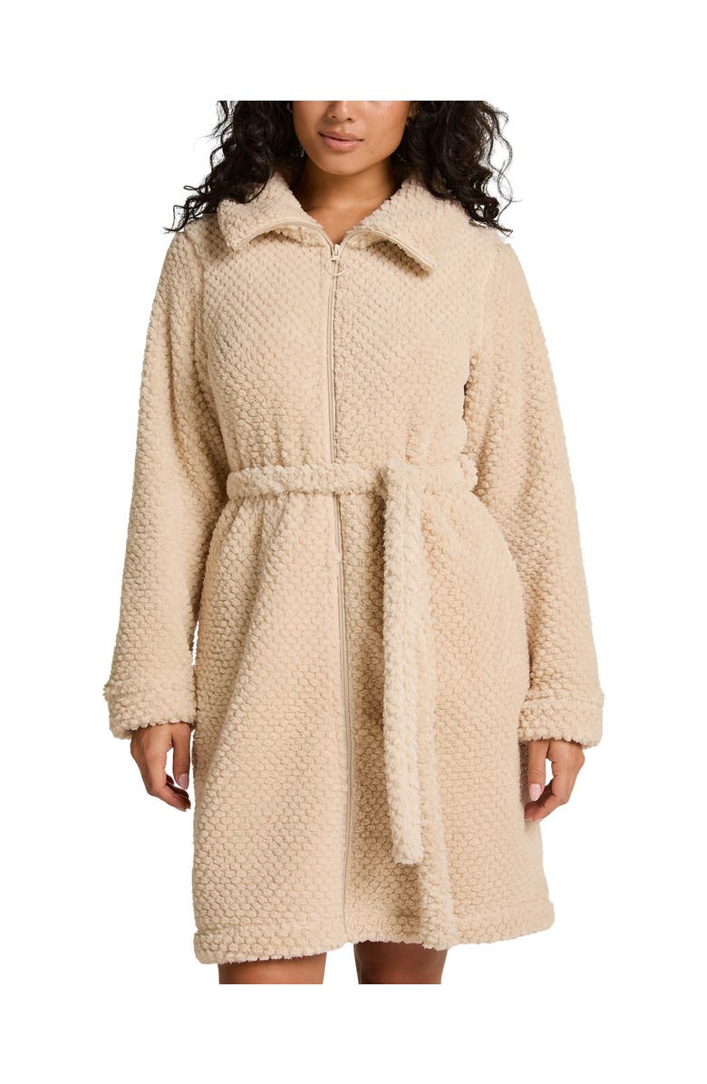 Hunkemöller Robe Zip Up Fleece, Main, color, Whitecap Gray