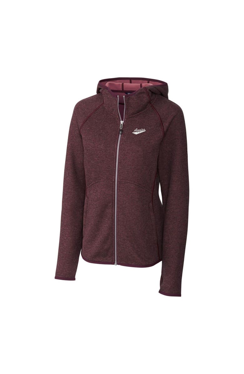 Cutter & Buck Women's Cutter & Buck Burgundy New Mexico State Aggies Mainsail Sweater-Knit Full-Zip Hoodie, Alternate, color, Burgundy
