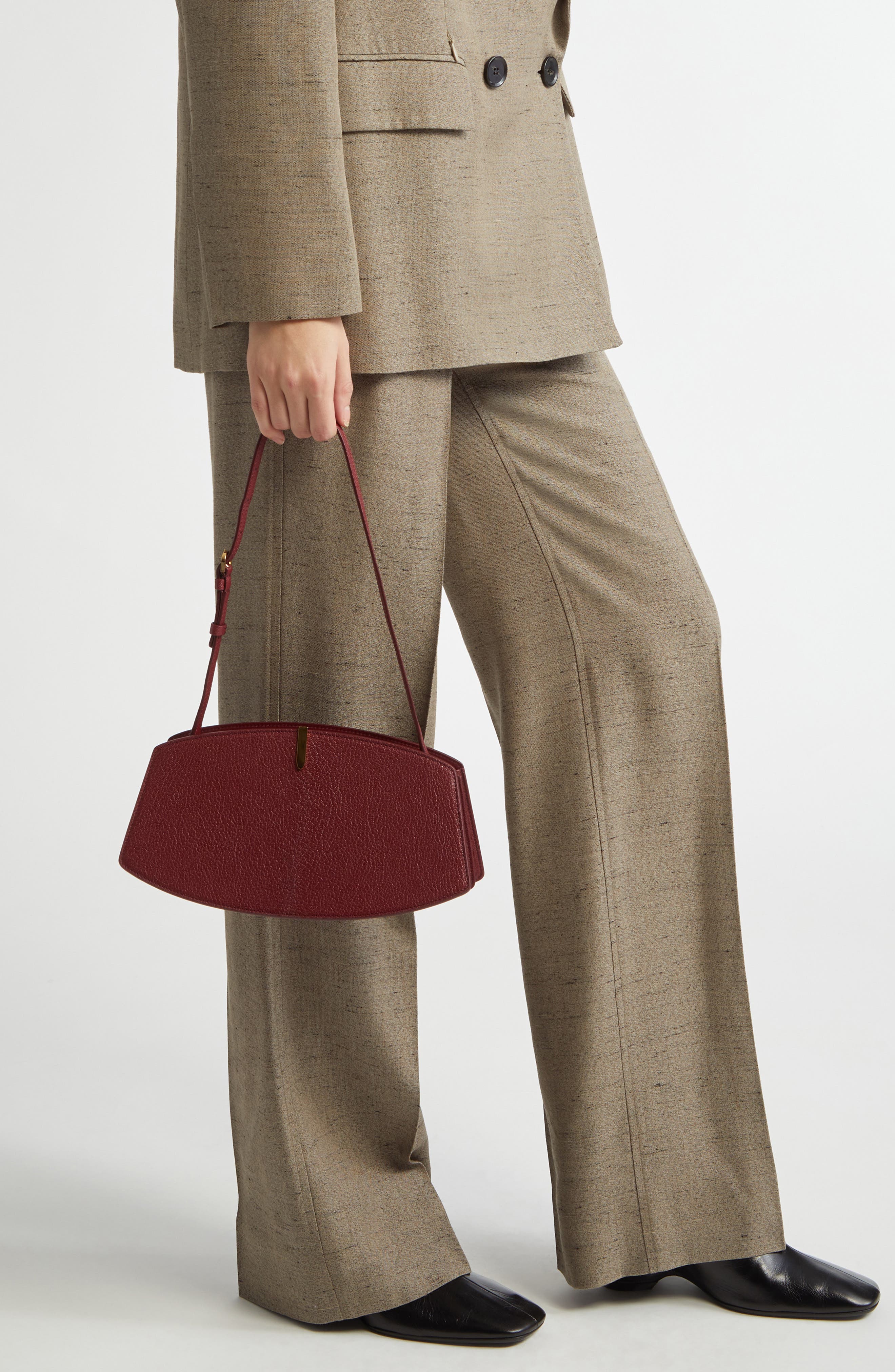 SAVETTE The Florence Leather Shoulder Bag, Alternate, color, Wine