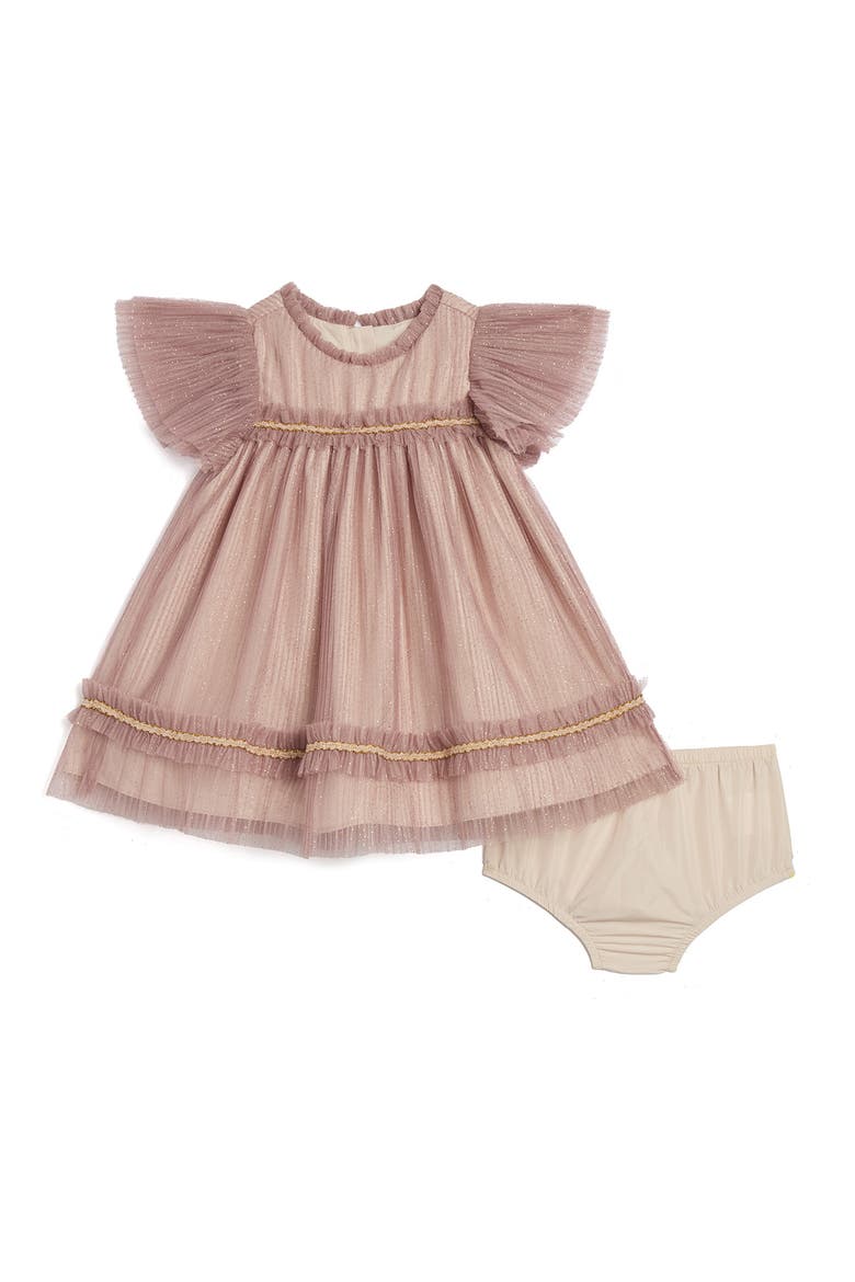 Remy Metallic Mesh Party Dress with Bloomers, Main, color, MAUVE
