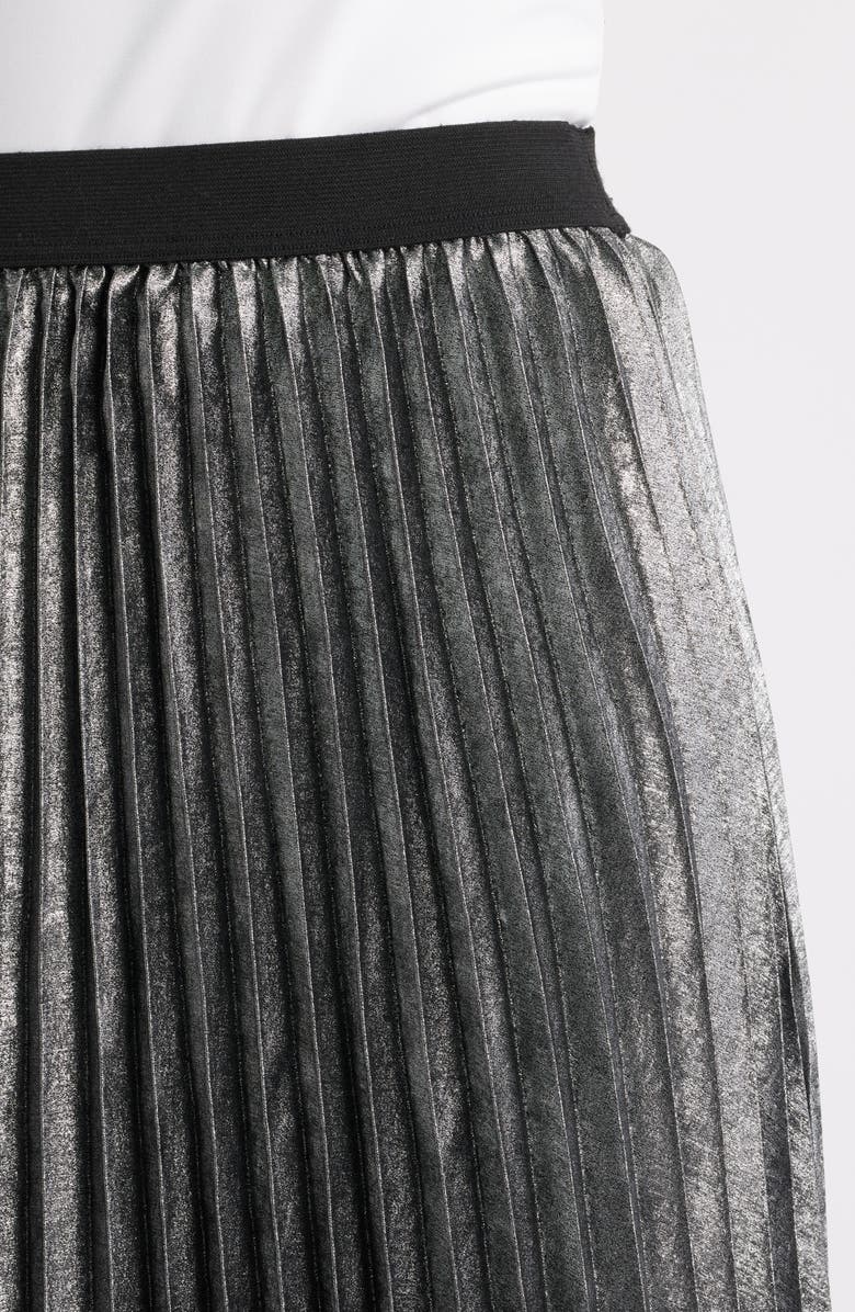 Caslon<sup>®</sup> Pleated Metallic Midi Skirt, Alternate, color, Silver