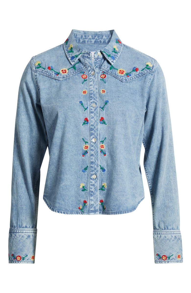 Rails Bari Embroidered Western Chambray Button-Up Shirt, Alternate, color, Faded Indigo Floral Embroidery