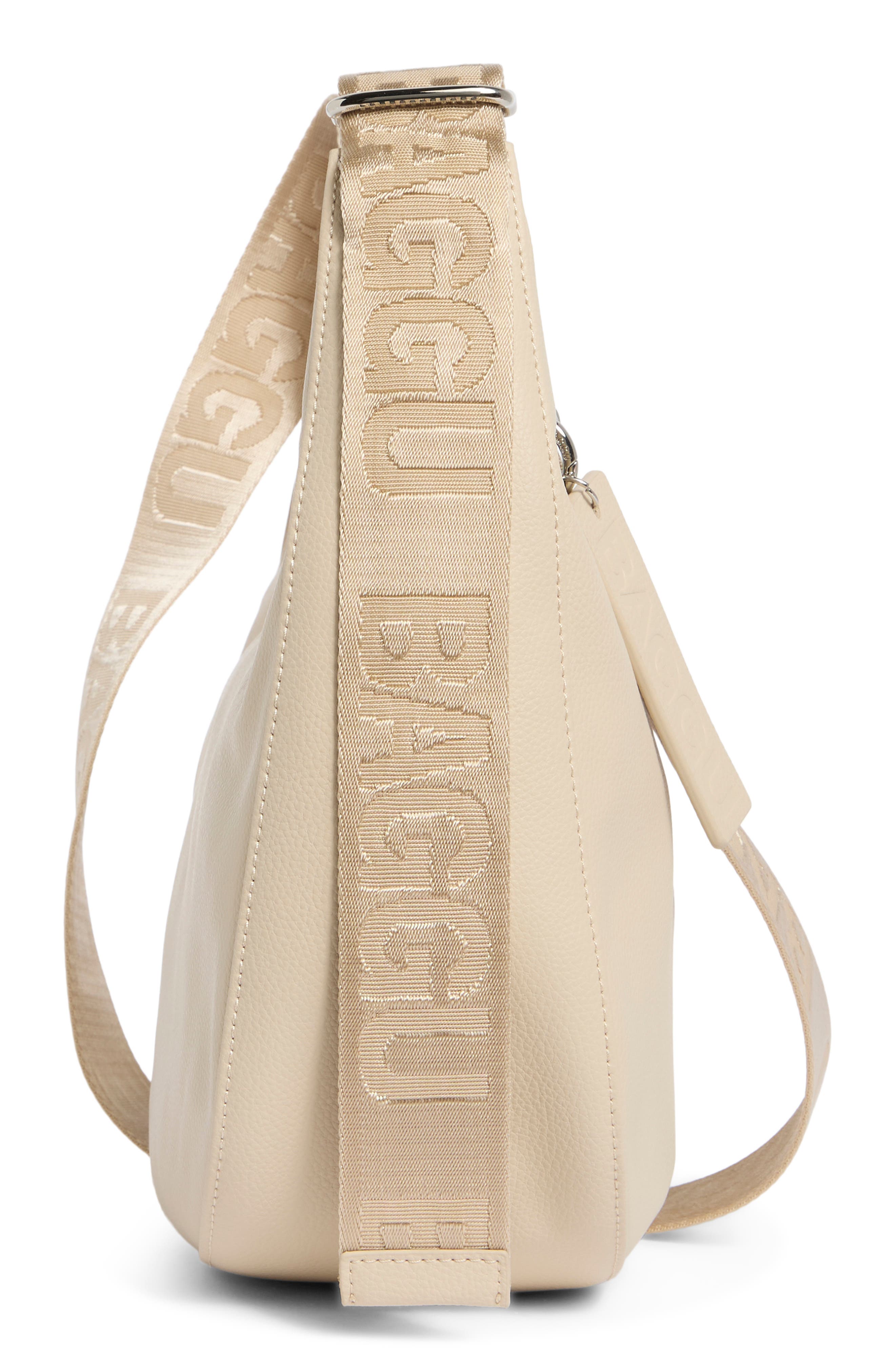 Baggu Medium Recycled Leather Crescent Shoulder Bag, Alternate, color, Stone