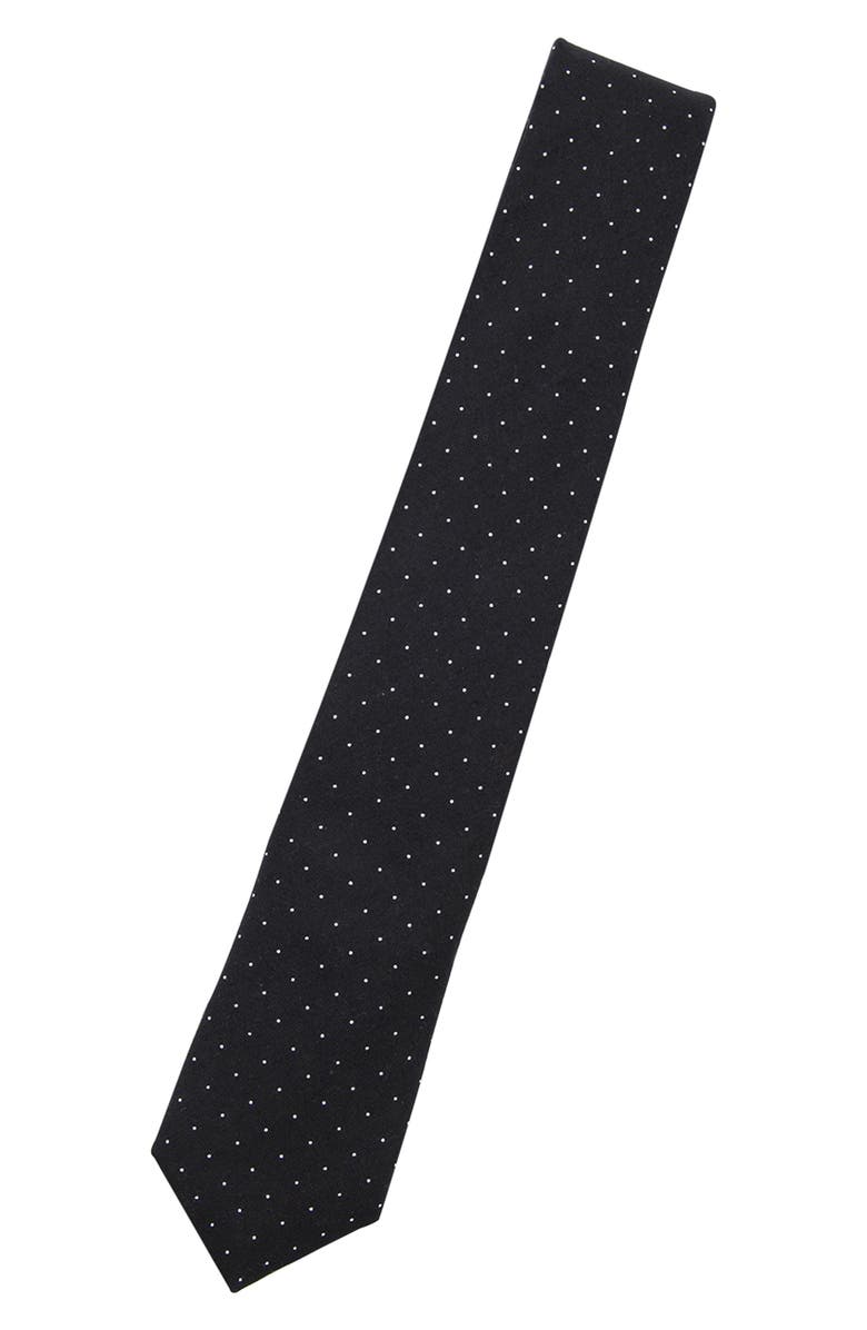 CONSTRUCT Dot Print Satin Tie, Alternate, color, Black