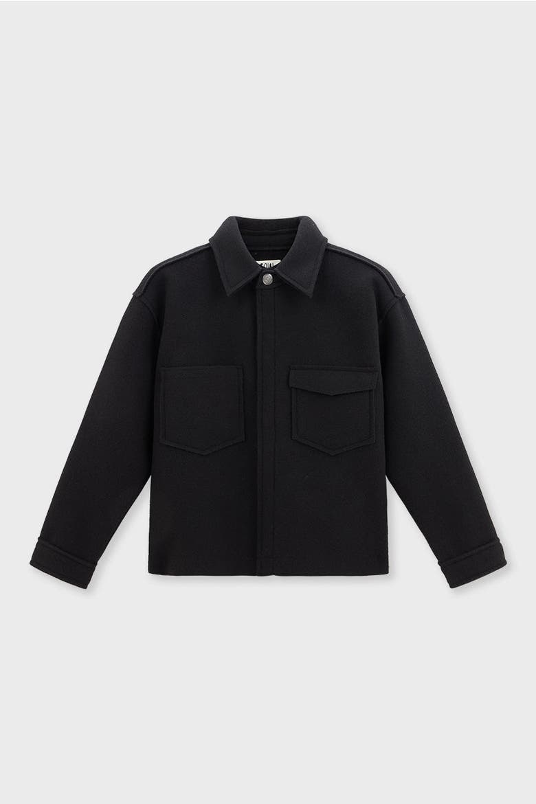 Black Sustainable Boxy Shirt Jacket Kids, Main, color, Black