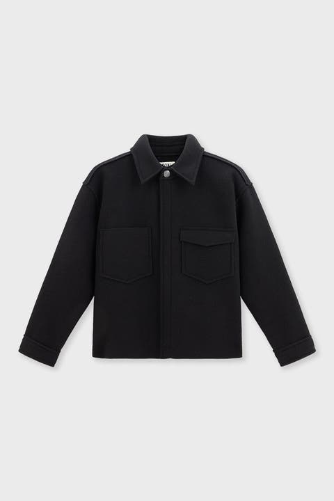 Black Sustainable Boxy Shirt Jacket Kids