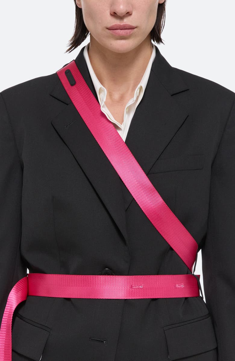 Helmut Lang Seat Belt Virgin Wool Blazer, Alternate, color, Black/ Fuschia