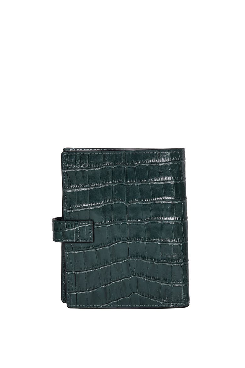 Upcycled Leather Passport Wallet, Alternate, color, Forest Green Croc